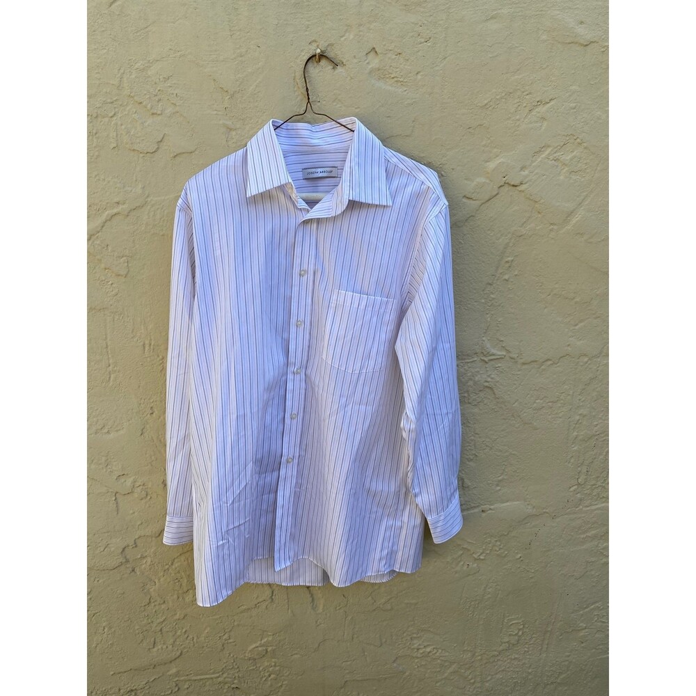 Joseph Abboud Long Sleeve Button Up Dress Shirt Striped Single Pocket sz 15 1/2